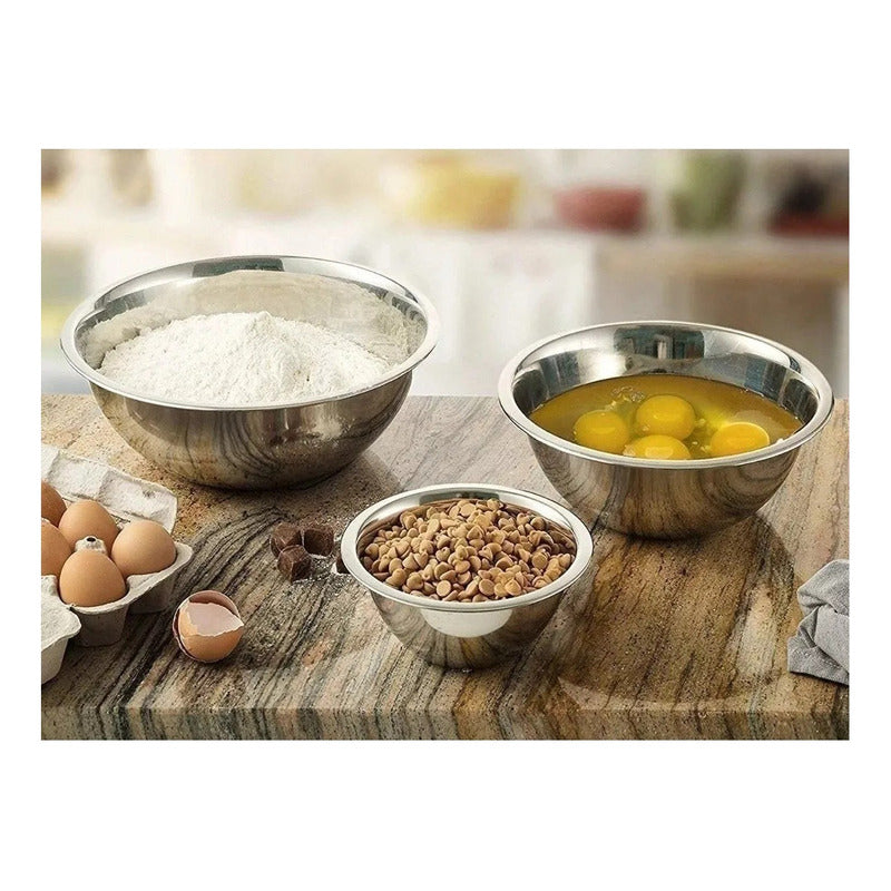 Bowl Acero Bowl Acero Inoxidable Bowl Para Mezclar Tortas X3