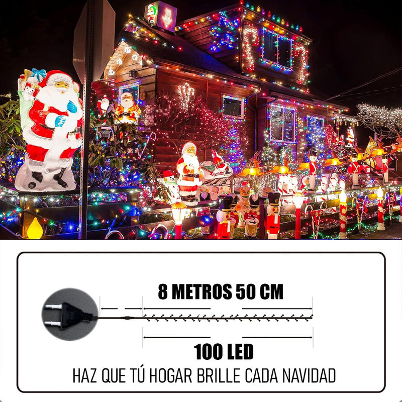 Luces De Navidad Guirnalda 100 Led Multicolor