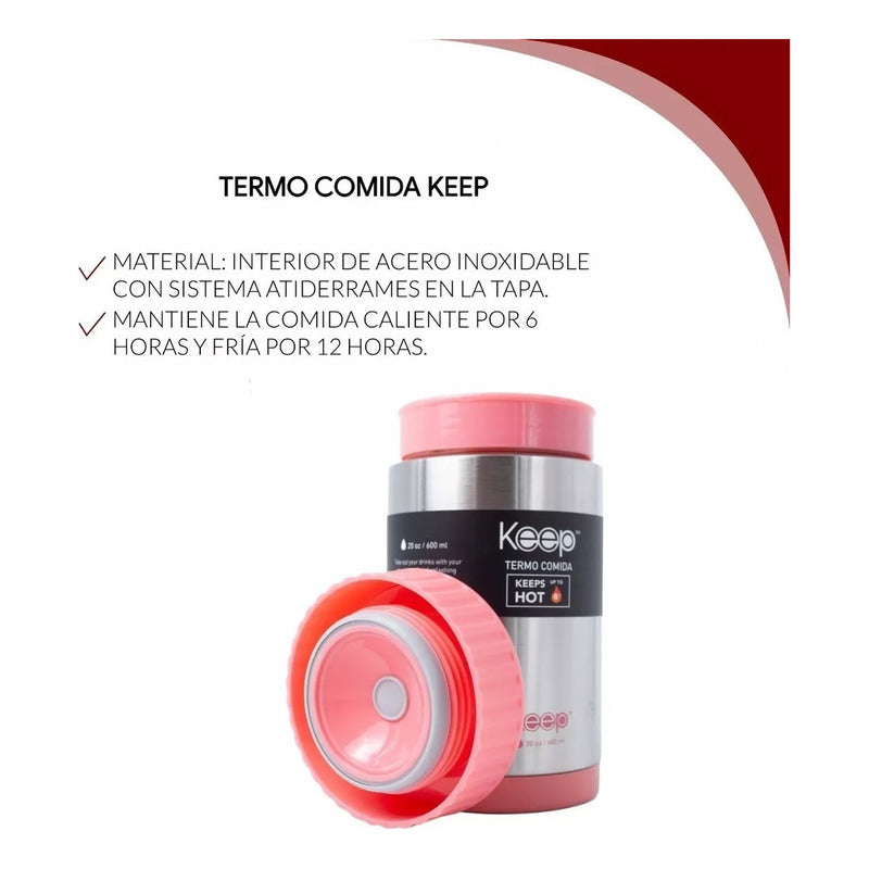 Termo Comida 600ml Termo Acero Inoxidable Keep Lonchera Kee