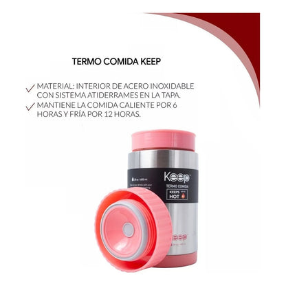 Termo Comida 600ml Termo Acero Inoxidable Keep Lonchera Kee