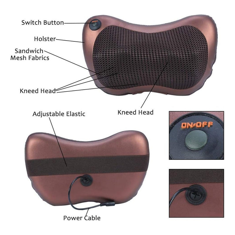 Masajeador Eléctrico Almohada Cojín Lumbar Cuello Piernas