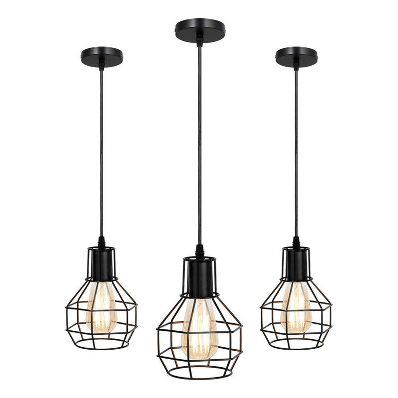 Pack X3 Lamparas Techo Colgantes Lamparas Colgantes Rusticas Estructura Negro
