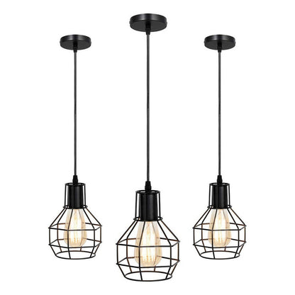Pack X3 Lamparas Techo Colgantes Lamparas Colgantes Rusticas Estructura Negro