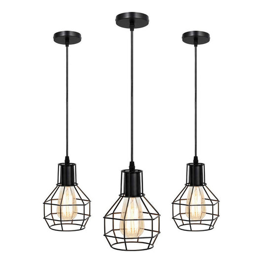 Pack X3 Lamparas Techo Colgantes Lamparas Colgantes Rusticas Estructura Negro