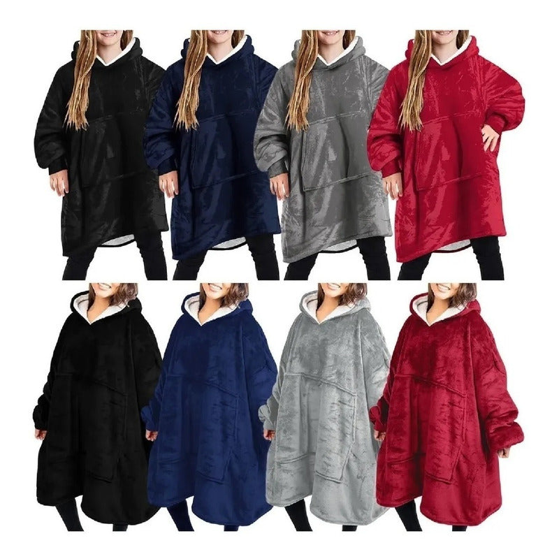 Pack X2 Poleron Frazada Gigante Poleron Sherpa Polar Capucha
