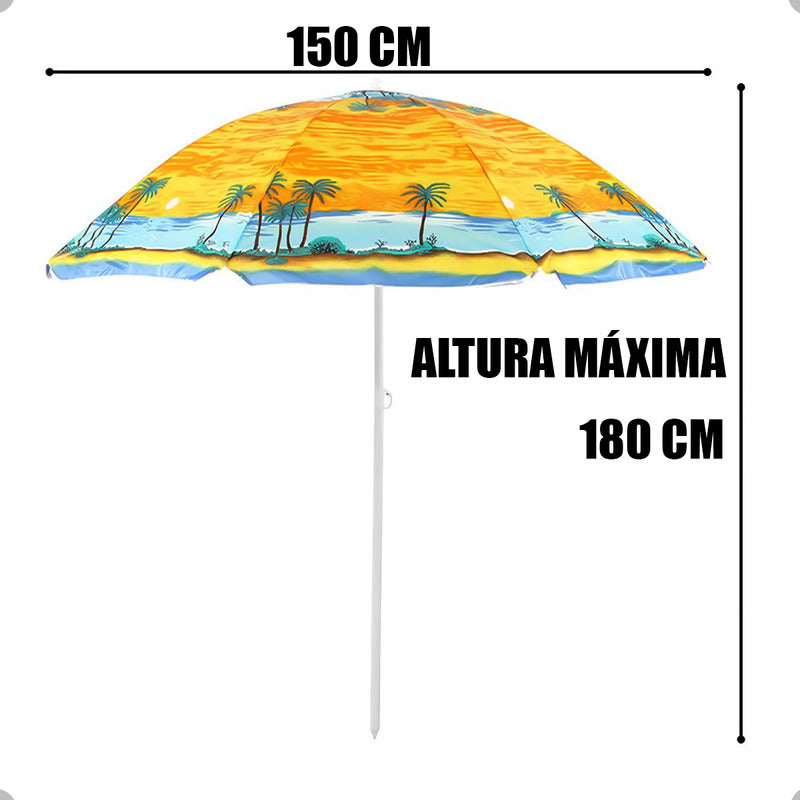 Sombrilla Paraguas Quita Sol Para La Playa 150cm Multicolor