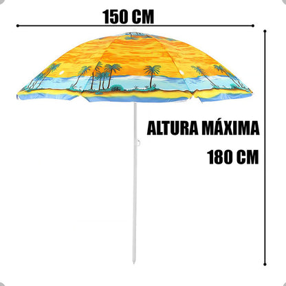 Sombrilla Paraguas Quita Sol Para La Playa 150cm Multicolor