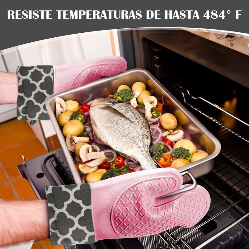 Pack X2 Guantes Para Horno Toma Ollas Guantes Silicona Cocin