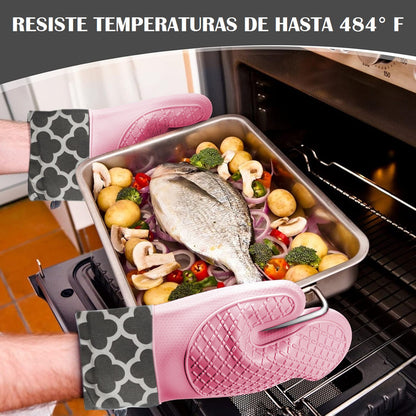 Pack X2 Guantes Para Horno Toma Ollas Guantes Silicona Cocin