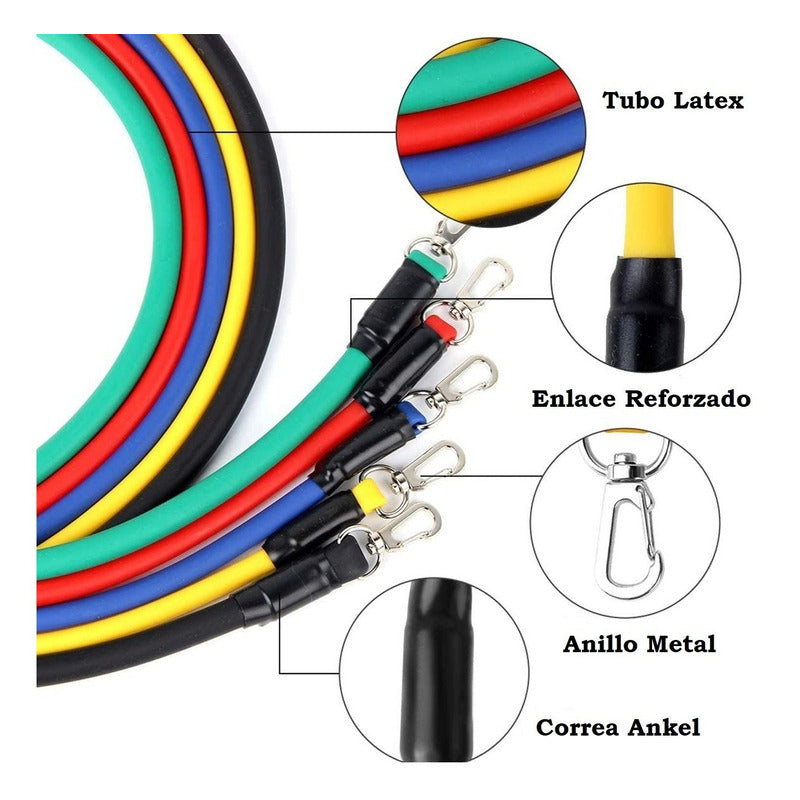 Set Bandas Elasticas Kit Bandas Resistencia Ejercicio 16 Pz