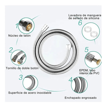 Set Ducha Con Manguera Y Soporte Ducha 5 Niveles