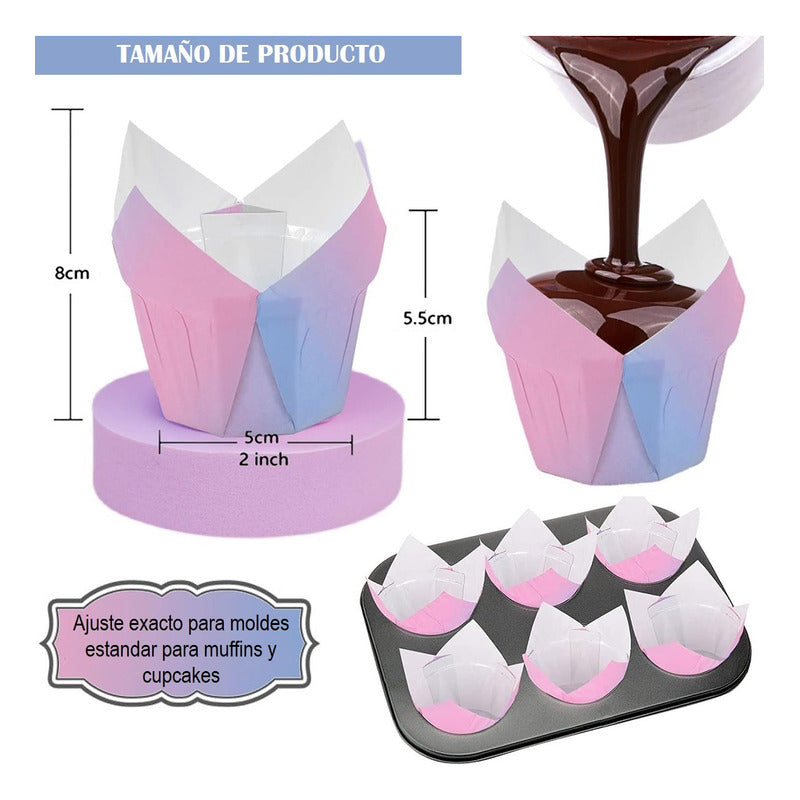 Pack X12 Capsula Para Hornear Capsulas Cupcakes Tulipanes Cu