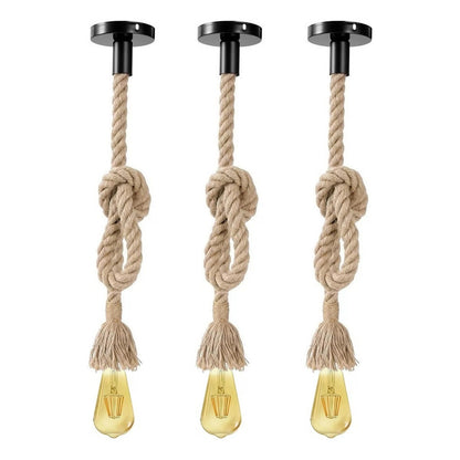 Pack X3 Lampara Colgante Cuerda Marina Vintage Living E27