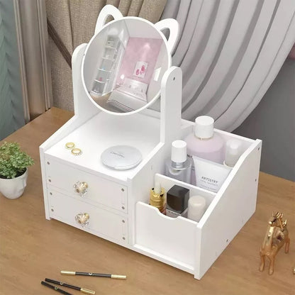 Organizador De Maquillaje Con Espejo Organizador Joyero Color Blanco