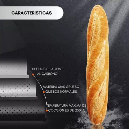 Molde Perforado Antiadherente 4 Pan Francés Baguette Baguete Arcashopping Molde Perforado Metalico Antiadherente Para Pan Francés Pan Baguette