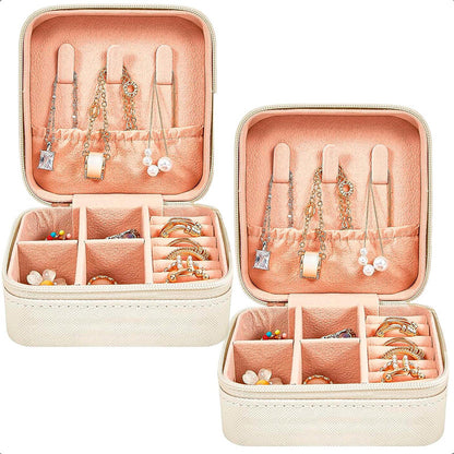 Pack X2 Joyero Portatil Organizador De Aro Exhibidores Joyas Color Blanco
