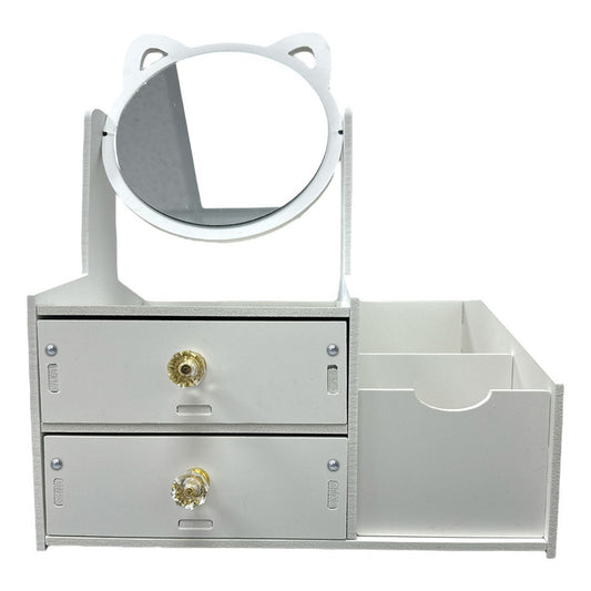 Organizador De Maquillaje Con Espejo Organizador Joyero Color Blanco