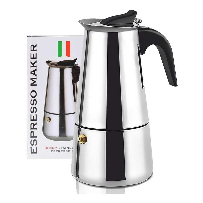 Cafetera Italiana Inoxidable Cafetera Espresso 2 Tazas Coffe Color Gris