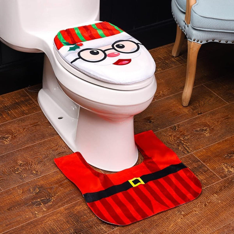 Set Fundas Para Baño De Navidad 2 Piezas Fundas Navideñas