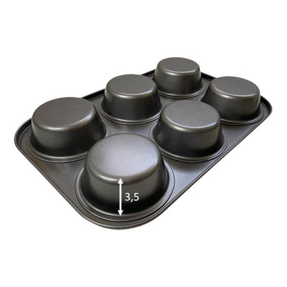 Pack X2 Molde Cupcakes 6 Grandes Muffins Metalico Reposteria