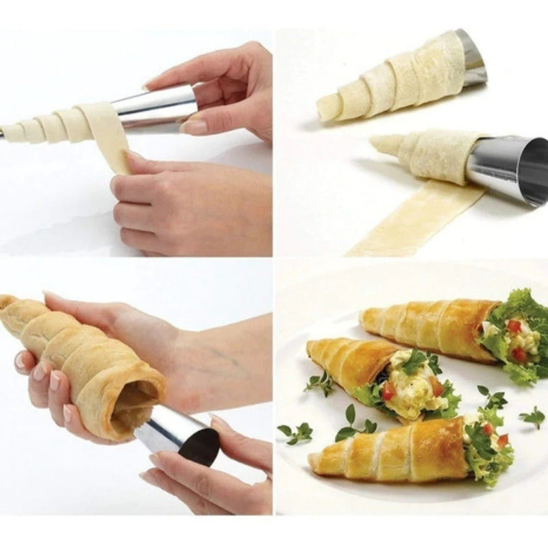 Pack X12 Moldes Para Cachito Metalico Croissant Cono Cannoli