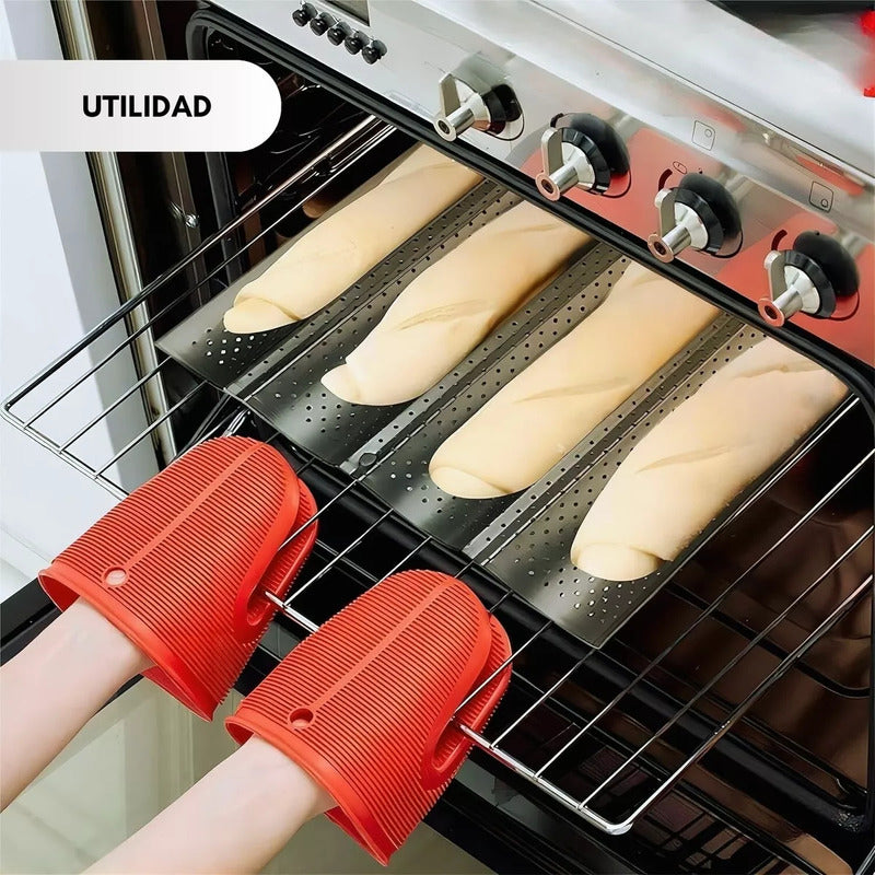 Molde Perforado Antiadherente 4 Pan Francés Baguette Baguete Arcashopping Molde Perforado Metalico Antiadherente Para Pan Francés Pan Baguette