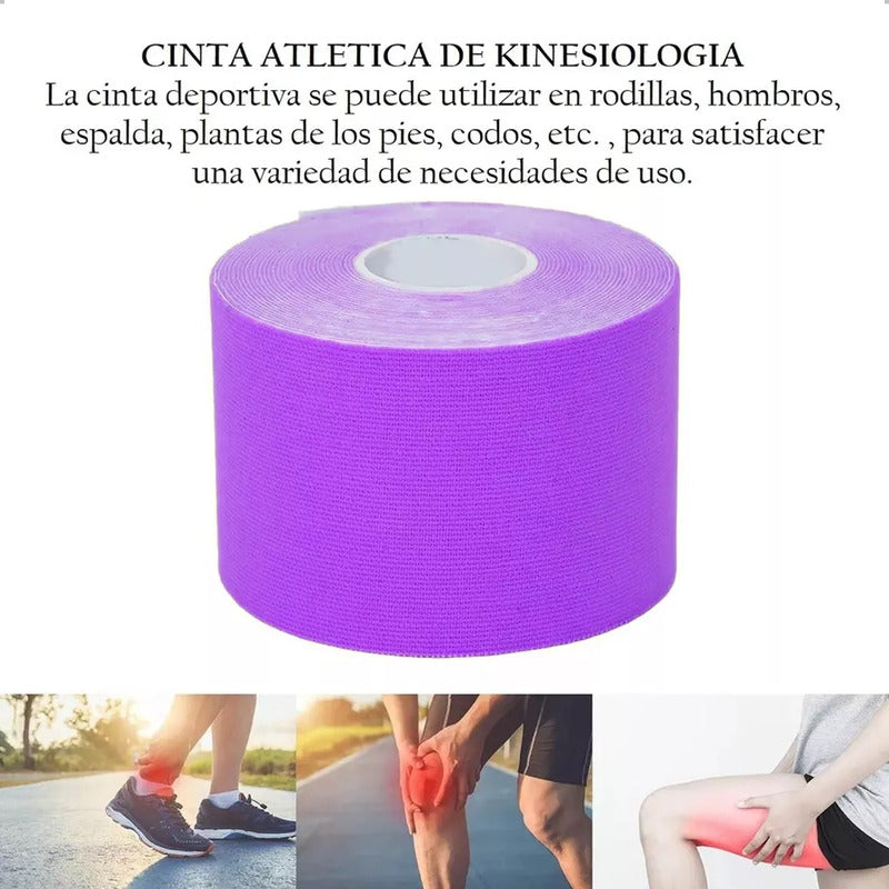 Set Electroestimulador Tens 8 Electrodos Cinta Kinesiologica