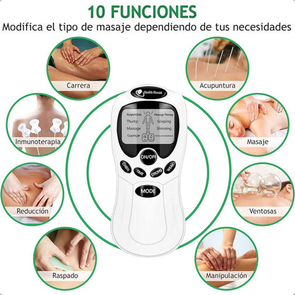 Set Electroestimulador Tens 8 Electrodos Cinta Kinesiologica