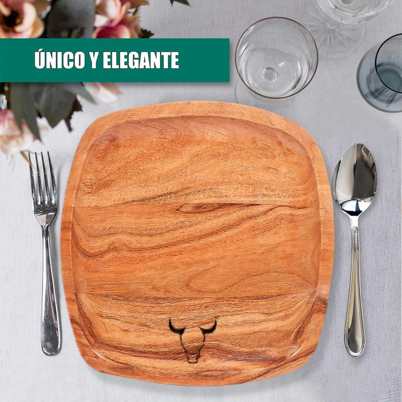 Plato Madera Acacia Plato Wayu Plato De Madera 25cm Bandeja