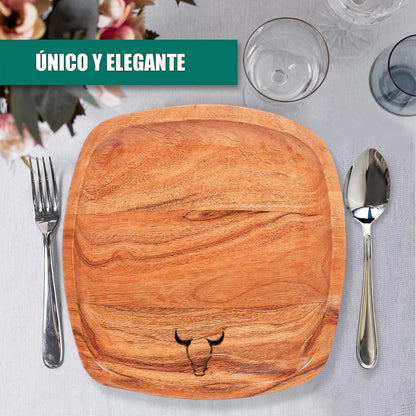 Plato Madera Acacia Plato Wayu Plato De Madera 25cm Bandeja