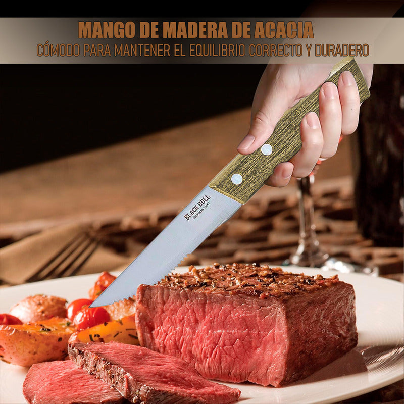 Set De Cuchillos Cuchillo Para Carne Set 4 Cuchillos Steak Black Bull Arcashopping Cuchillos Cocina De Carne Set De 4 Cuchillos Cocina Cuchillos Para Carne Acero Inoxidable Cuchillos Carne De Madera