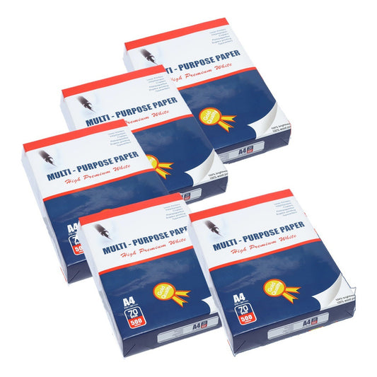 Pack X5 Resma Tipo Carta Equalit 2500 Hojas Papel Multiuso