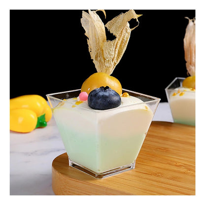 Pack X25 Vasos Acrilico Para Postres Con Tapa Pocillo 210ml