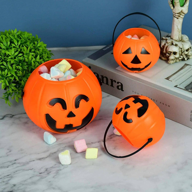 Mini Cubo Calabaza Para Dulces Halloween Cubo Dulce O Truco
