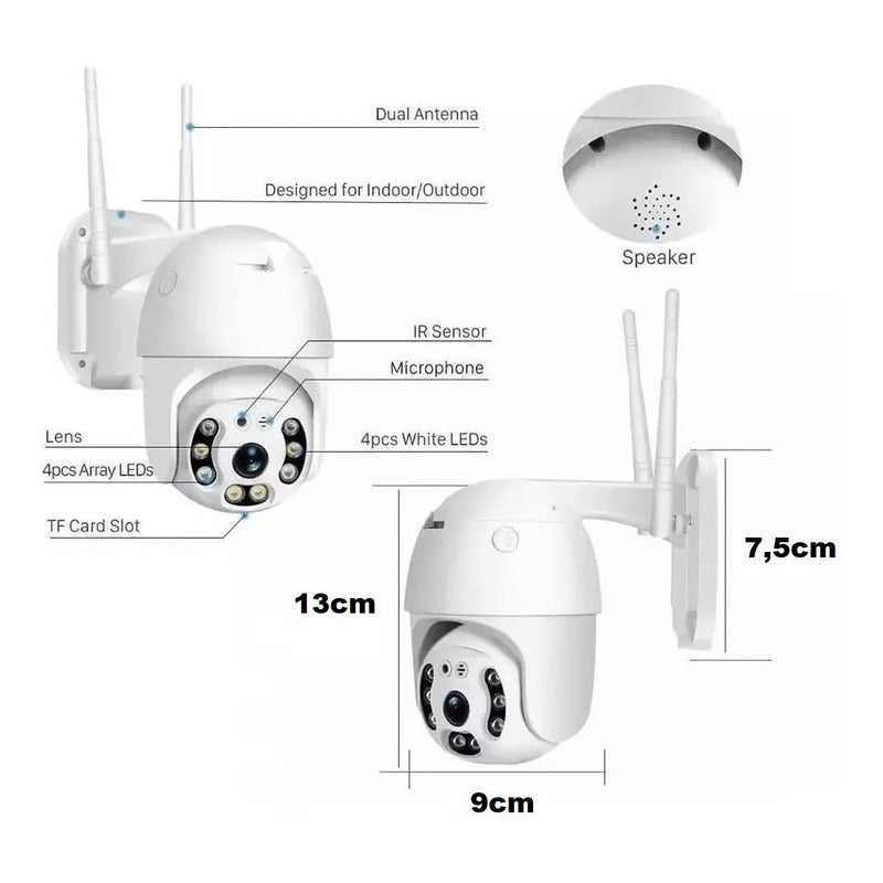 Camara Ip Interior Exterior Wifi Camaras De Seguridad Wifi Color Blanco