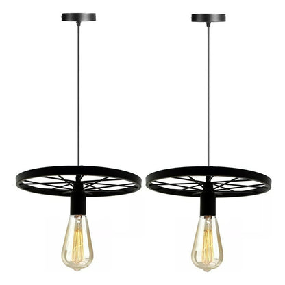 Pack X2 Lampara Living Comedor Rueda Rustica Lampara Vintage