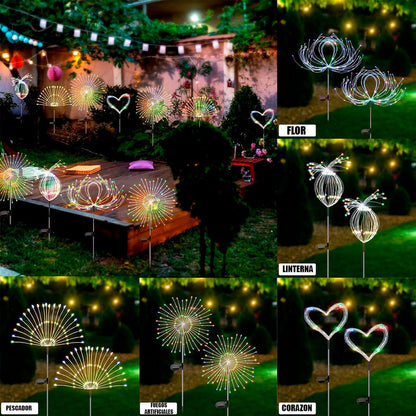 Luces Hadas Navidad Solares Luces Fuego Artificial Exterior