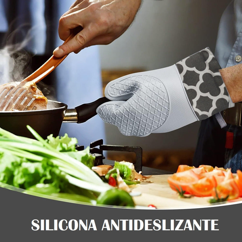 Pack X2 Guantes Para Horno Toma Ollas Guantes Silicona Cocin