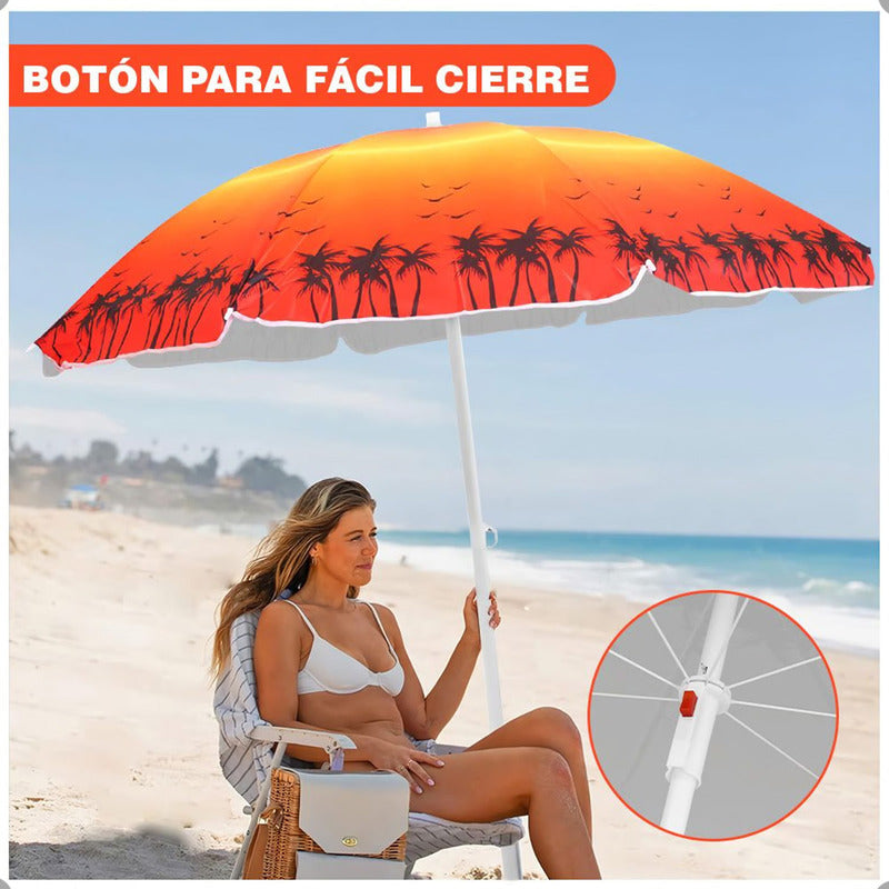Sombrilla Paraguas Quita Sol Para La Playa 150cm Multicolor