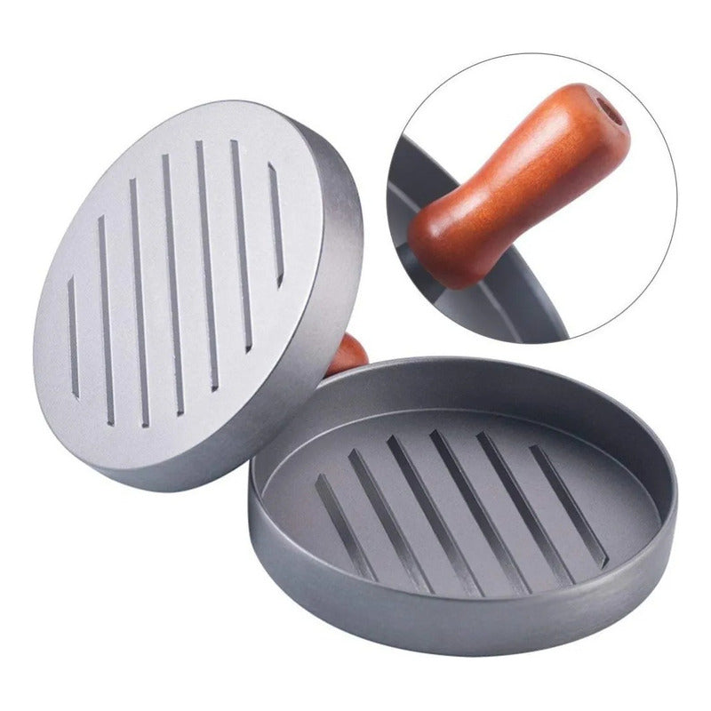 Prensa Para Hamburguesas Bbq Asado Cocina Parrilla Color Gris