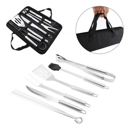 Kit Parrillero 9 Piezas Acero Inoxidable Herramientas Asado