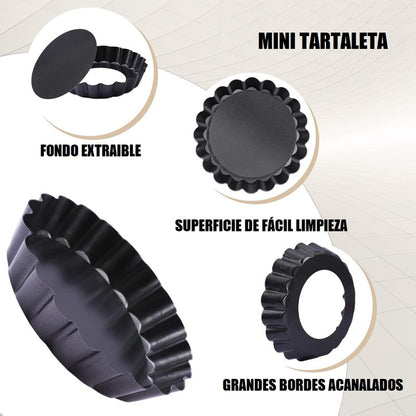 Pack X12 Moldes Mini Tartaleta Individual Desmontable Tarta