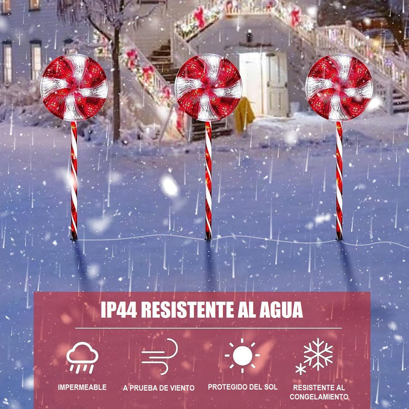 Pack X5 Estacas Solares Luces Navideñas Luces De Navidad