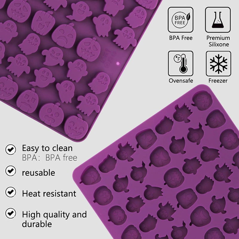 Pack X3 Moldes Silicona Para Chocolate Calabaza Halloween