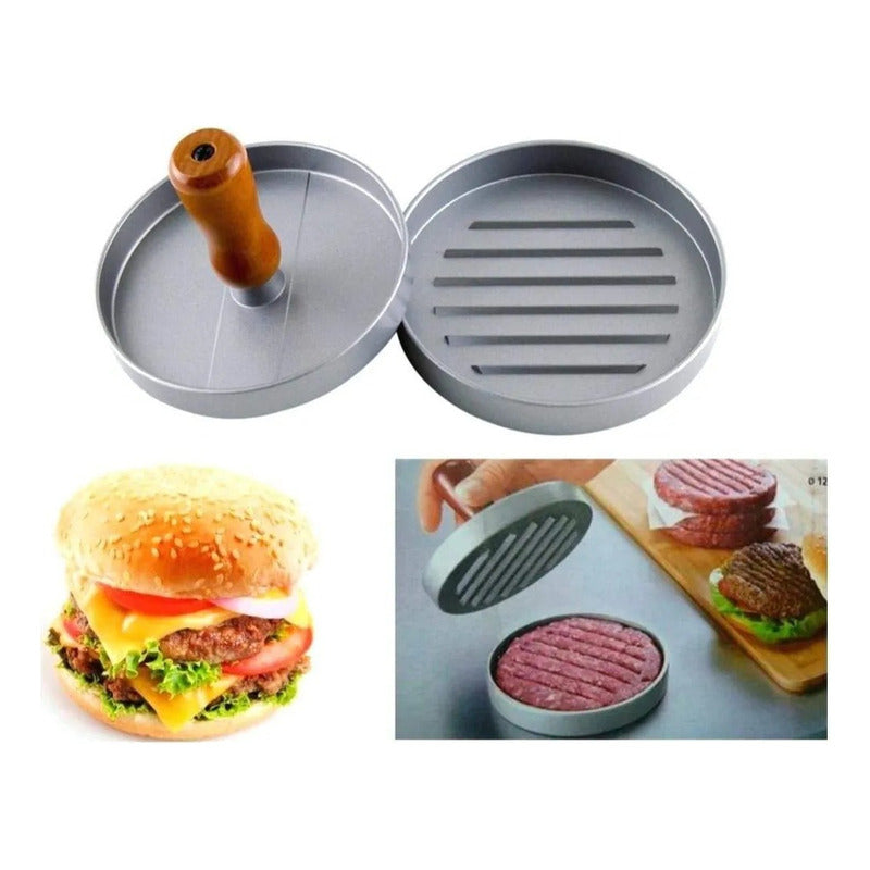 Prensa Para Hamburguesas Bbq Asado Cocina Parrilla Color Gris