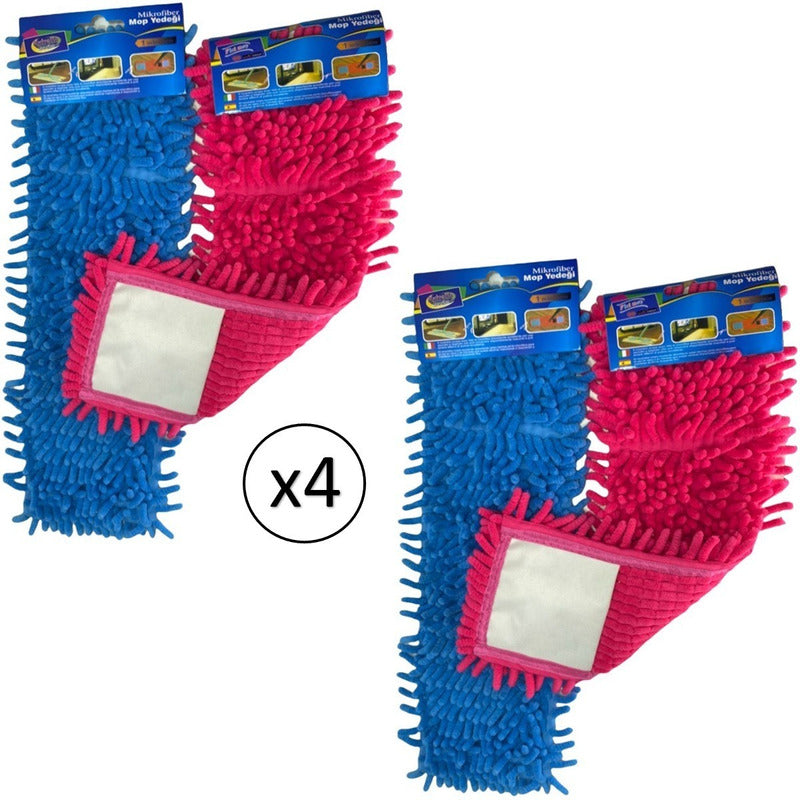 X4 Repuesto Mopa Shaggy Paño Microfibra Limpieza Absorvente