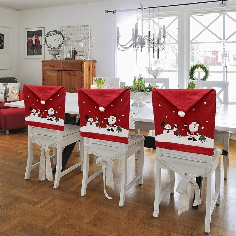 Pack 4 Fundas Navideña Para Respaldo Silla Fundas Para Silla