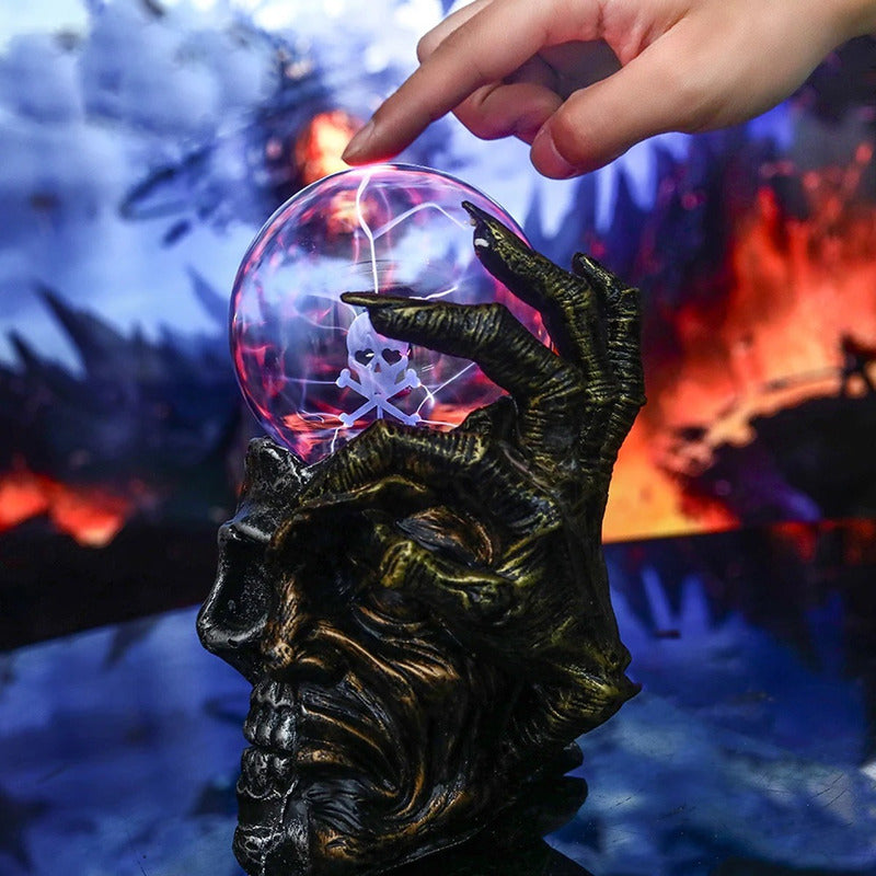 Lampara De Velador Lampara Tesla Plasma Bola Calavera Rayos