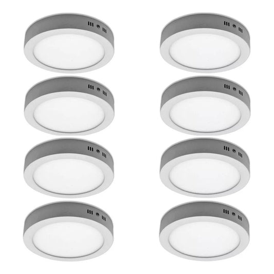 Pack X8 Foco Redondo Foco Led Sobrepuesto 18w Lamparas Techo