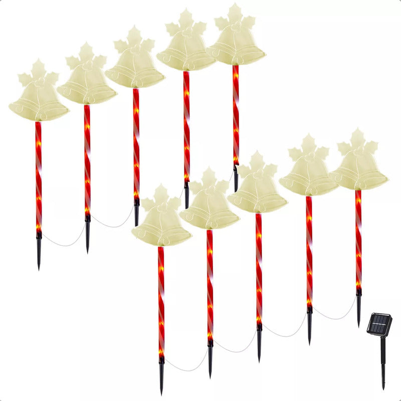 Pack X10 Luces Navideñas Solares Campana Calida Pack Luces Navidad Exterior Solares X10 Pack X10 Estaca Navieña Campana Calida Arcashopping Pack X10 Luces Navideñas Estacas Solares Luces Navidad Solar